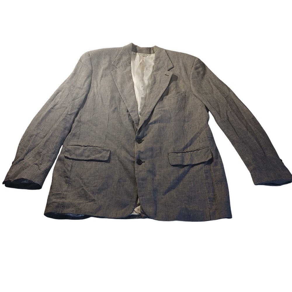 Peterborough Row Houndstooth‎ Blazer 42R Silk Blend USA Union Sport Coat READ